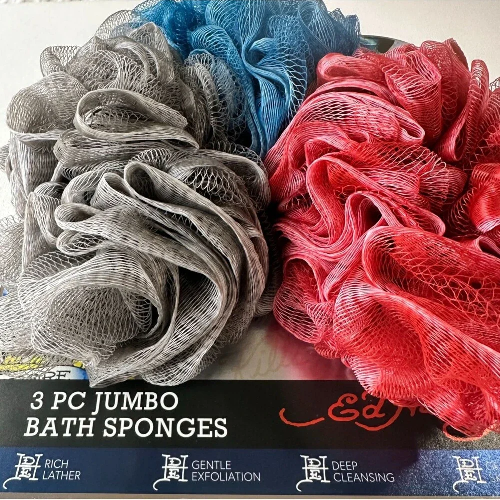 Ed Hardy 3 Piece Jumbo Bath Sponges Shower‎ Loofah Adult New